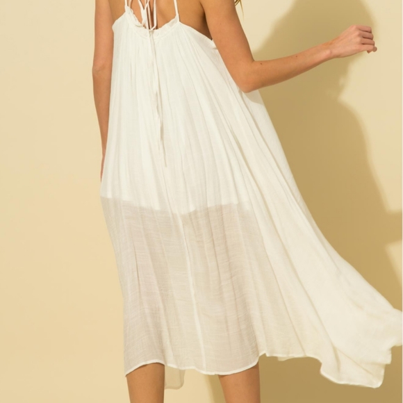 Off White Boho Thin Strap Midi Dress - Picture 3 of 4